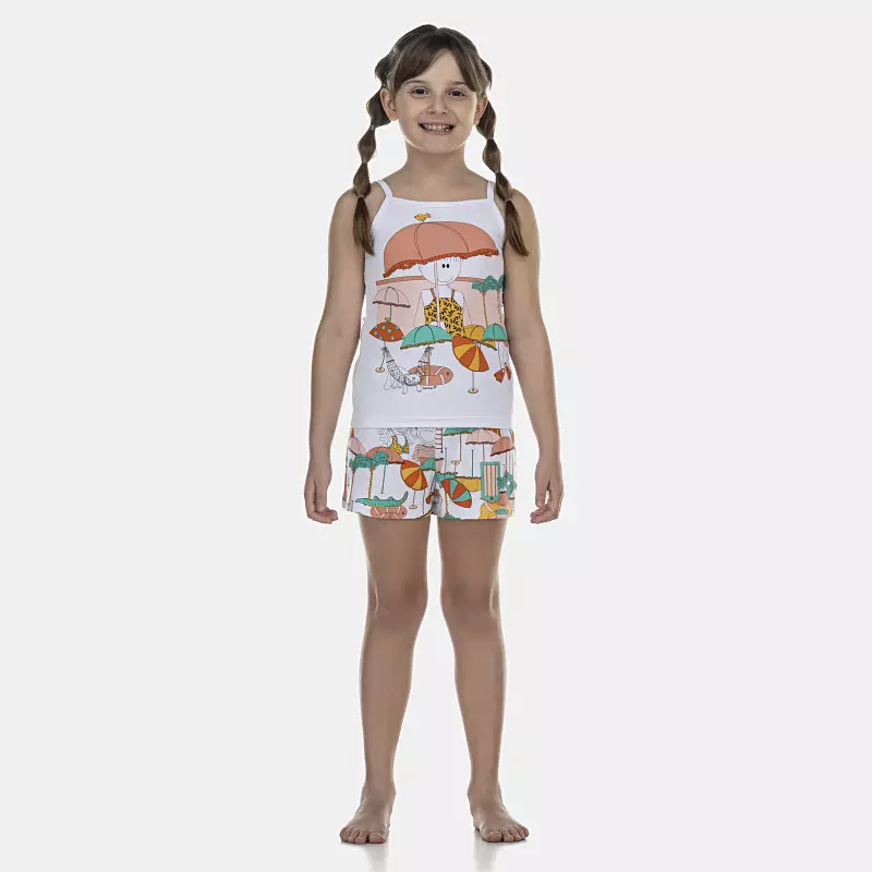 Pijama Feminino Kids Alça e Short
