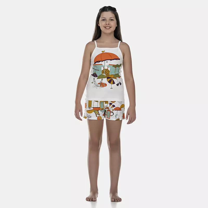 Pijama Feminino Kids Alça e Short