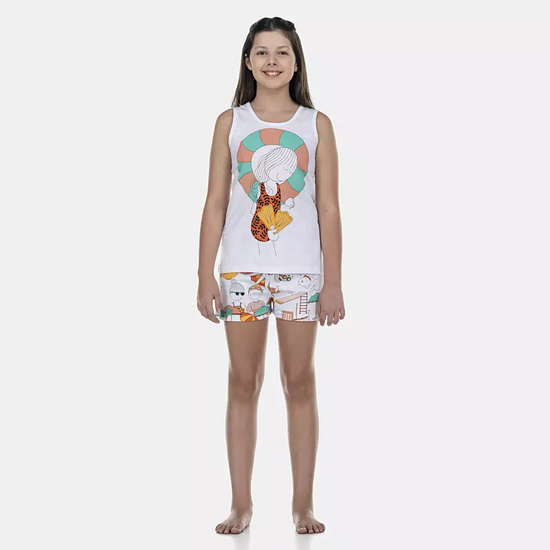 Pijama Feminino Kids Regata e Short
