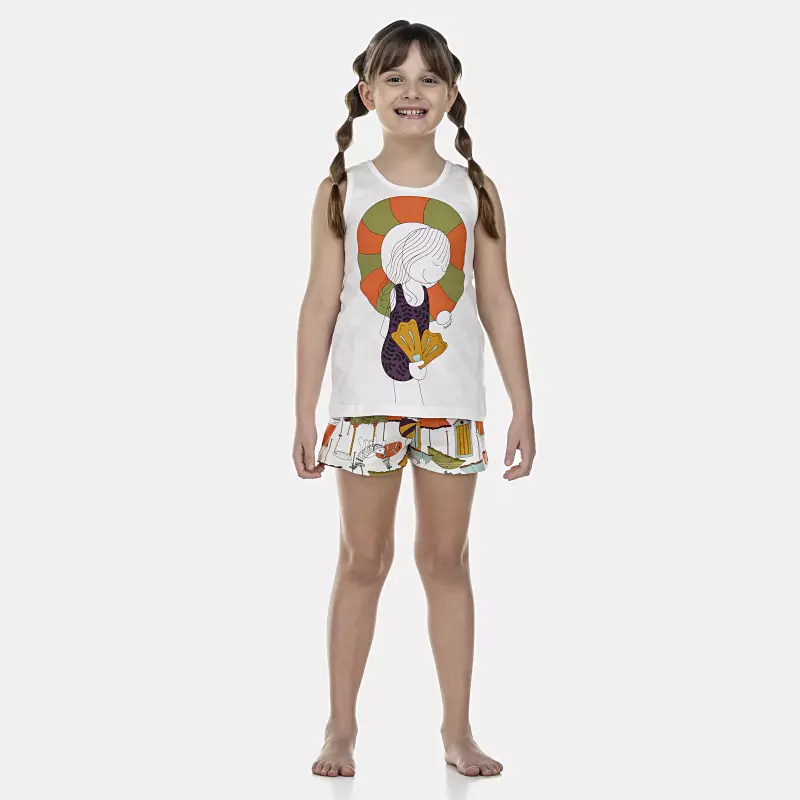 Pijama Feminino Kids Regata e Short