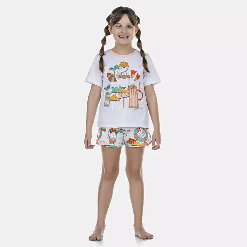 Pijama Feminino Kids Manga Curta e Short