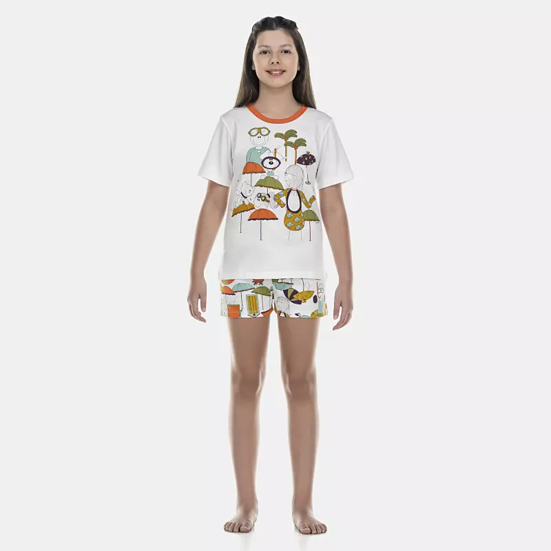 Pijama Feminino Kids Manga Curta e Short