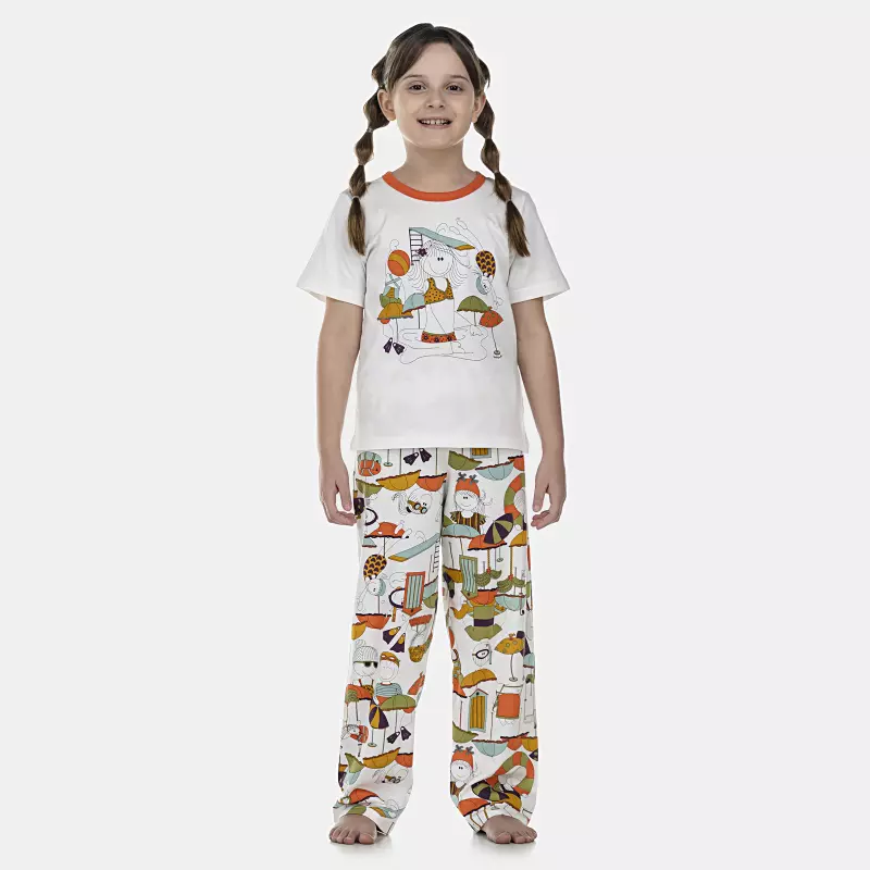 Pijama Feminino Kids Manga Curta e Calça