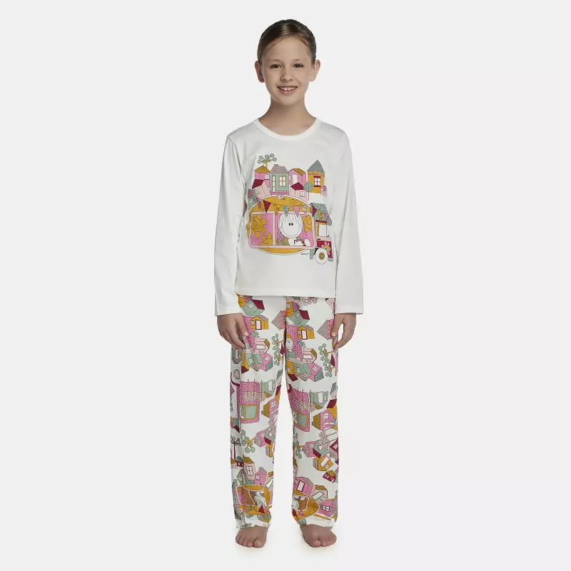 Pijama Feminino Kids Manga Longa e Calça