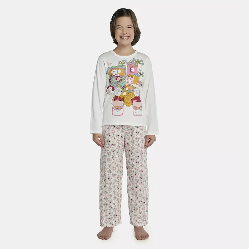 Pijama Feminino Kids Manga Longa e Calça