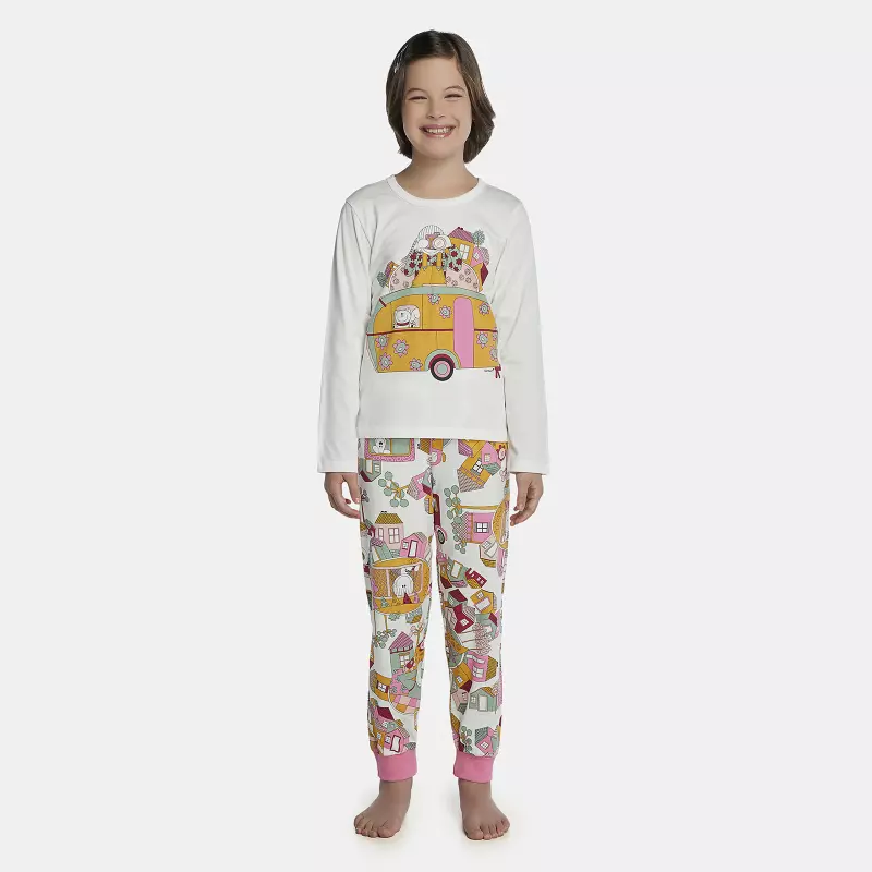Pijama Feminino Kids Manga Longa e Calça Com Punhos