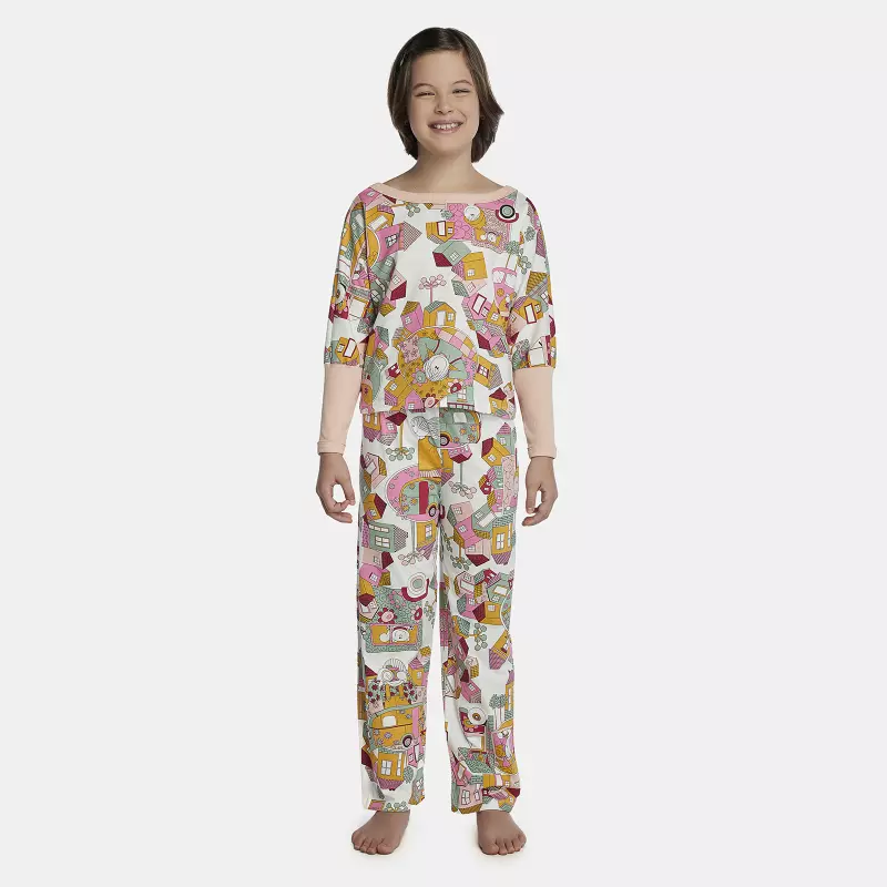 Pijama Feminino Kids Manga Longa e Calça