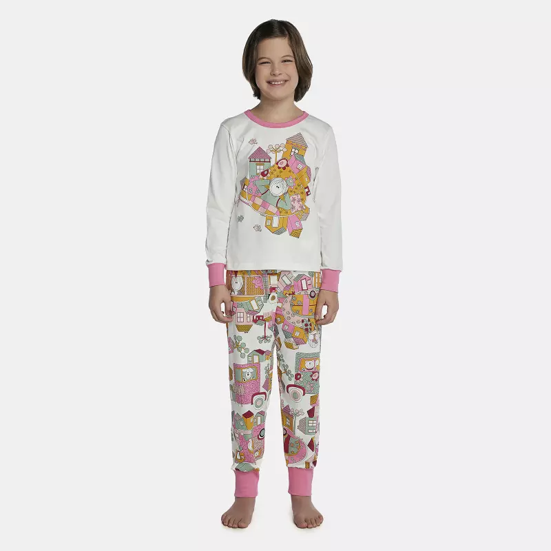 Pijama Feminino Kids Manga Longa Com Punhos e Calça Com Punhos