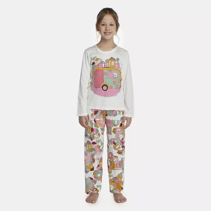 Pijama Feminino Kids Manga Longa e Calça