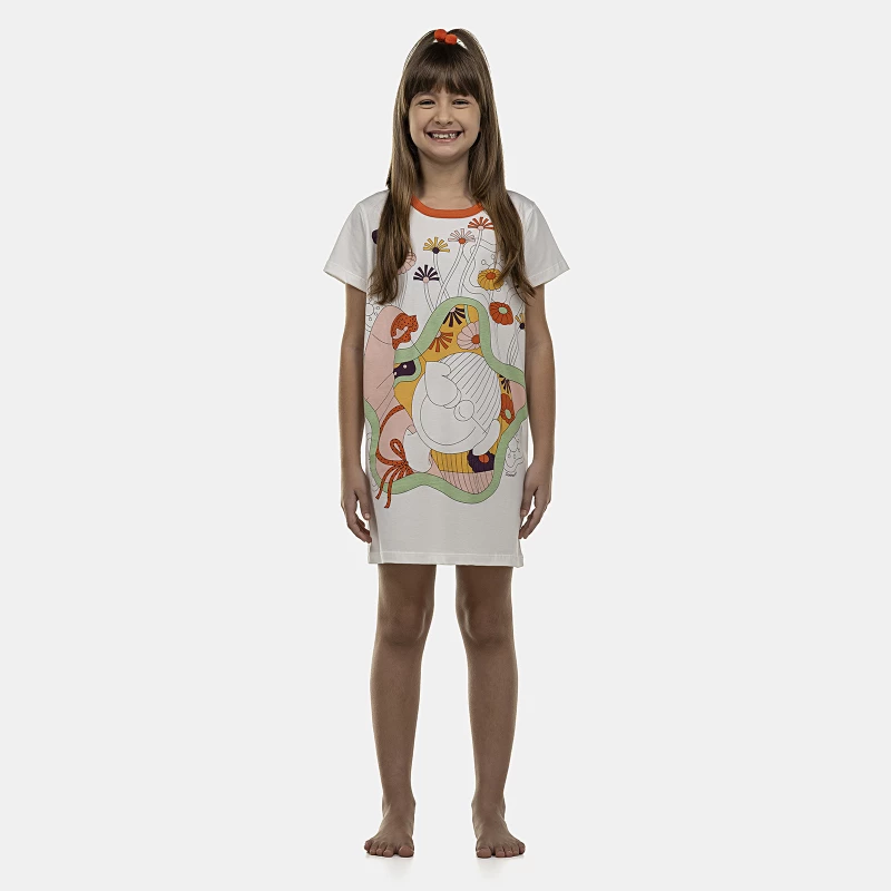Camisão Feminino Kids Manga Curta