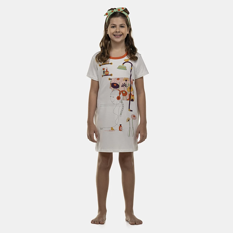Camisão Feminino Kids Manga Curta