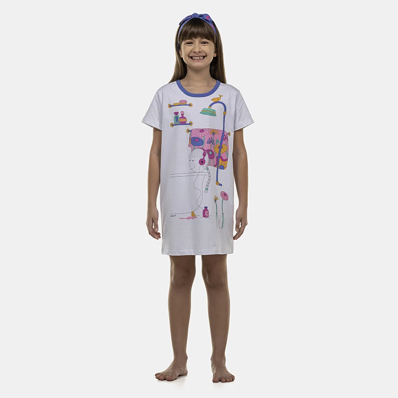 Camisão Feminino Kids Manga Curta