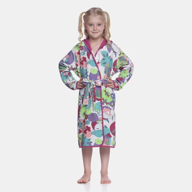Roupão Feminino Kids Manga Longa Com Capuz