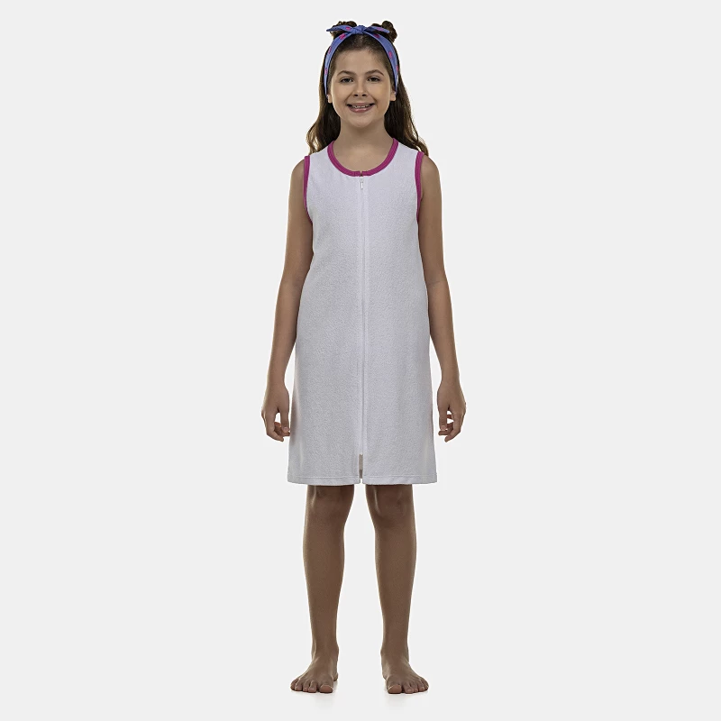 Roupão Feminino Kids Regata Zíper Atoalhado