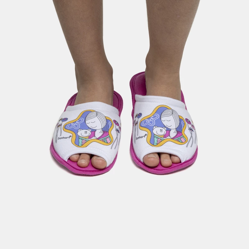 Pantufa Feminina Kids Com Abertura