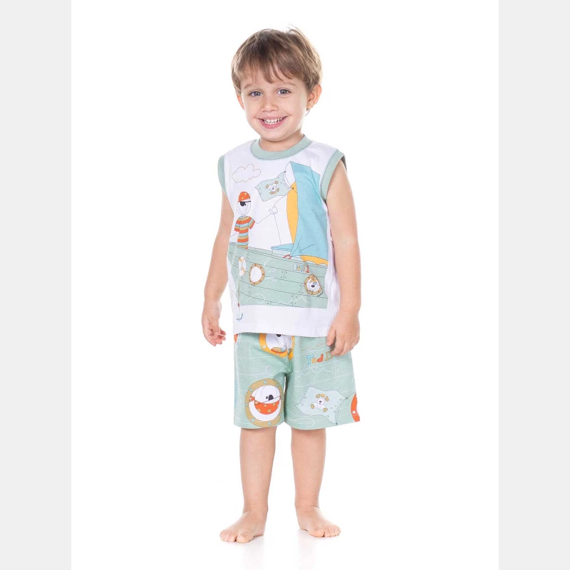 Sonhart Pijama Masculino Infantil Regata e Short Estampa Bill