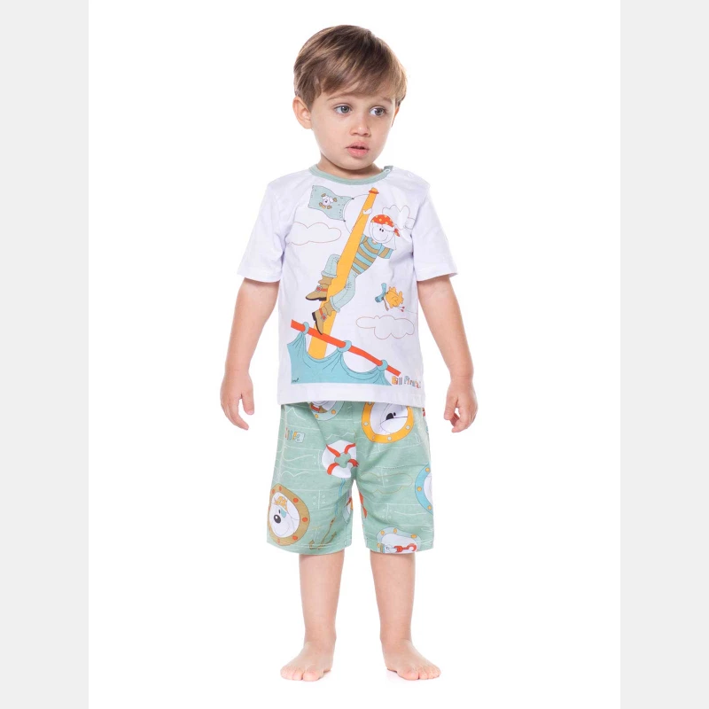 Pijama manga curta e bermuda