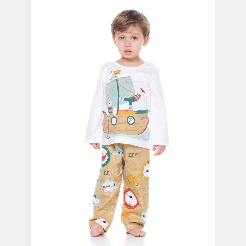 Pijama Masculino Infantil manga longa e calça Estampada