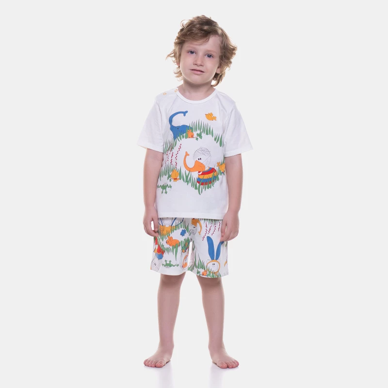 Pijama Infantil Masculino manga curta e bermuda Bill