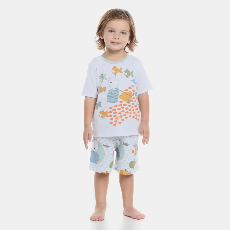 Pijama manga curta e bermuda