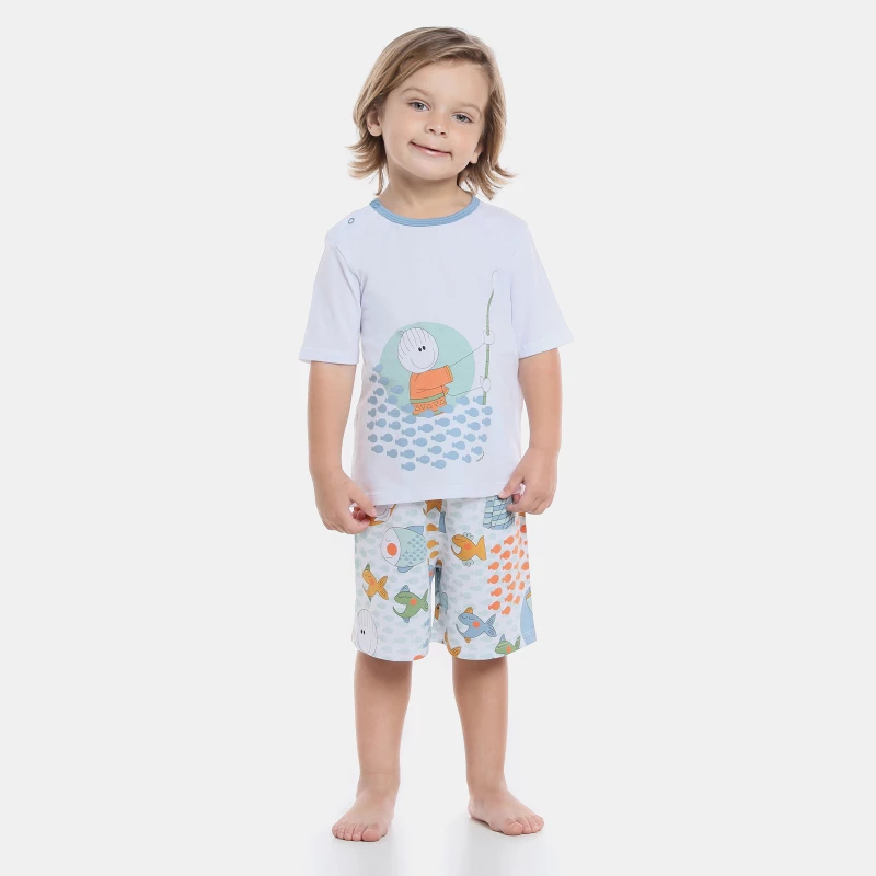 Pijama manga curta e bermuda 