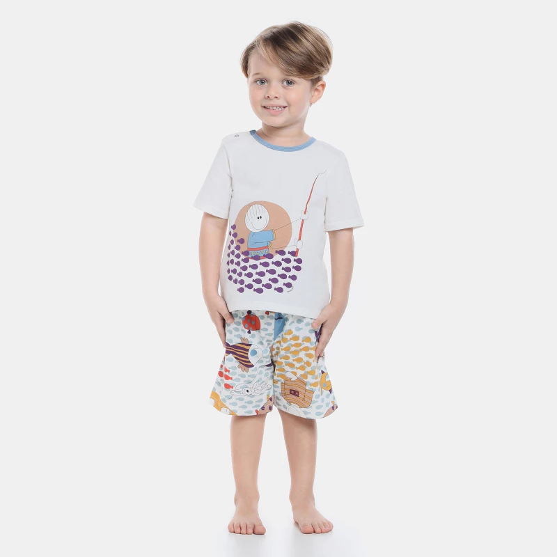 Pijama manga curta e bermuda