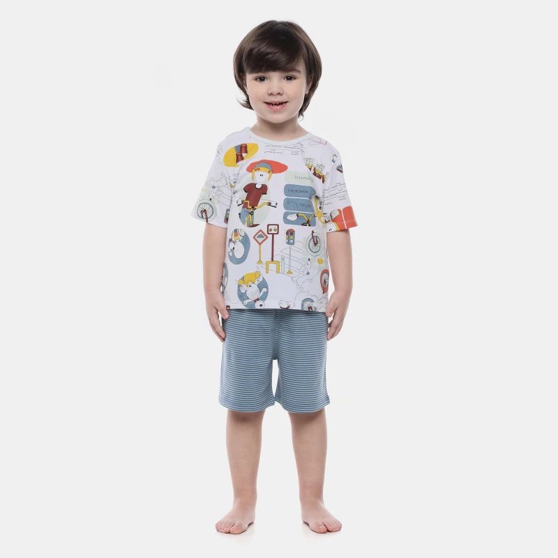 Pijama Manga Curta e Bermuda