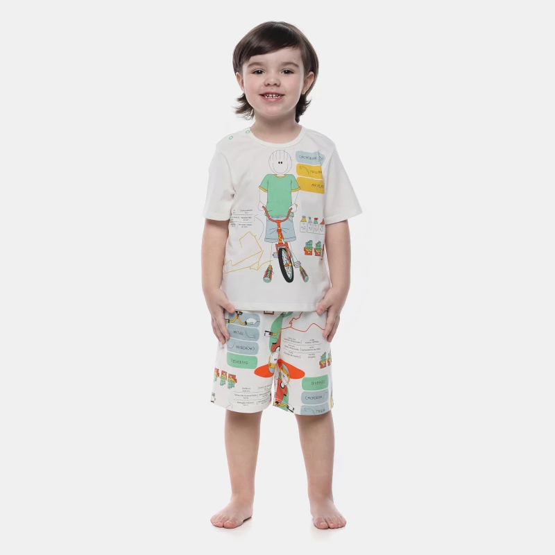 Pijamas Sonhart | Pijama Infantil Masculino Manga Curta e Bermuda Estampada