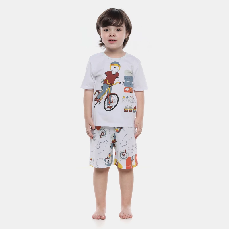 Pijama Manga Curta e Bermuda