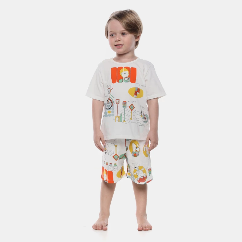 Pijama Manga Curta e Bermuda