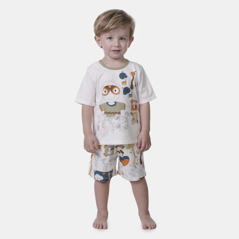 Pijama manga curta e bermuda