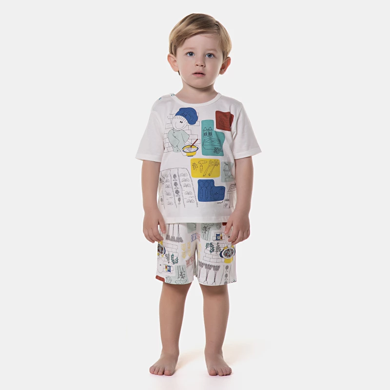 Pijama manga curta e bermuda