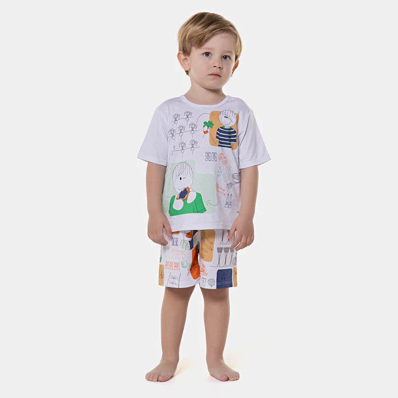 Pijama manga curta e bermuda 
