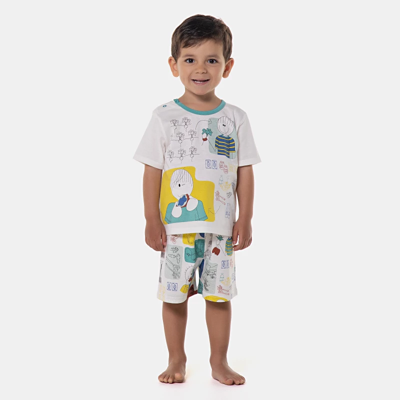 Pijama manga curta e bermuda