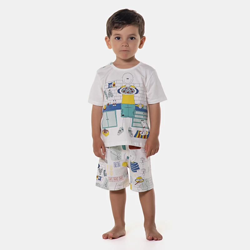 Pijama manga curta e bermuda