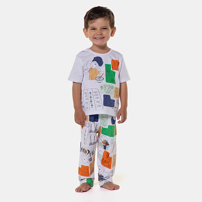 Pijama manga curta e calça