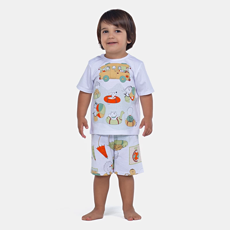 Pijama Manga Curta e Bermuda