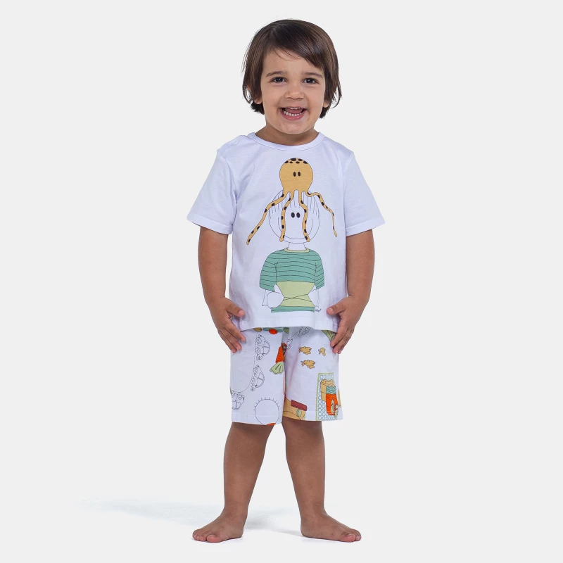 Pijama Manga Curta e Bermuda