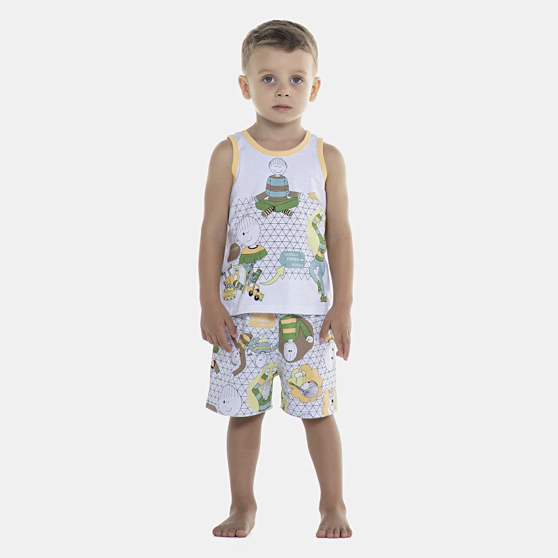 Pijama Masculino Baby Regata e Bermuda