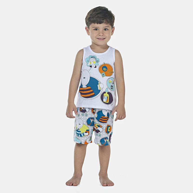 Pijama Masculino Baby Regata e Bermuda