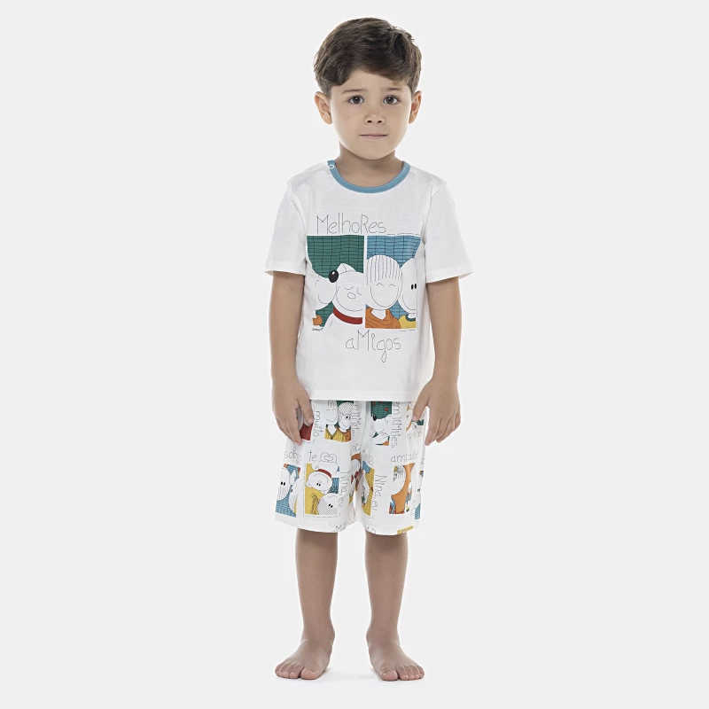 Pijama Masculino Baby Manga Curta e Bermuda