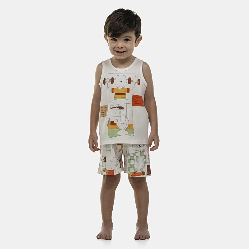 Pijama Masculino Baby Regata e Bermuda