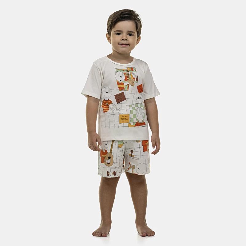Pijama Masculino Baby Manga Curta e Bermuda