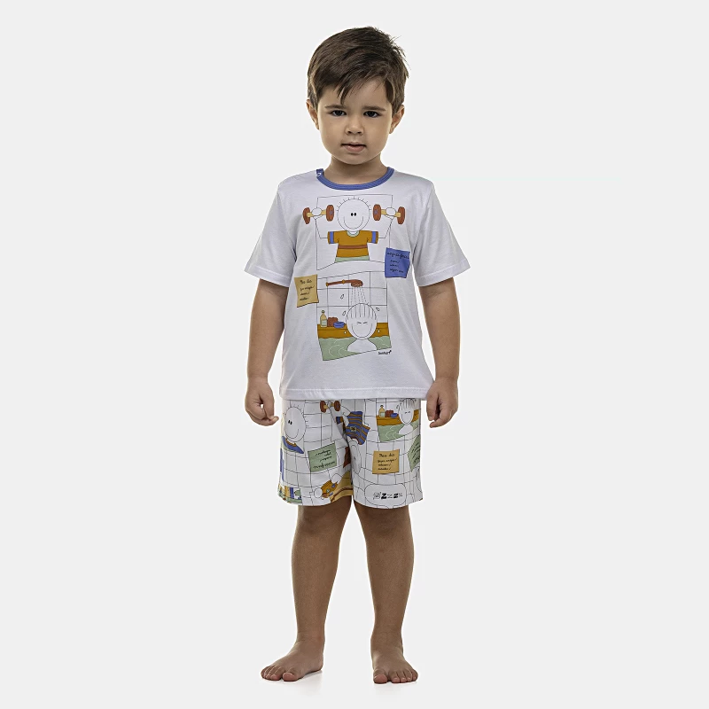 Pijama Masculino Baby Manga Curta e Bermuda