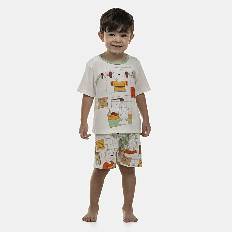 Pijama Masculino Baby Manga Curta e Bermuda