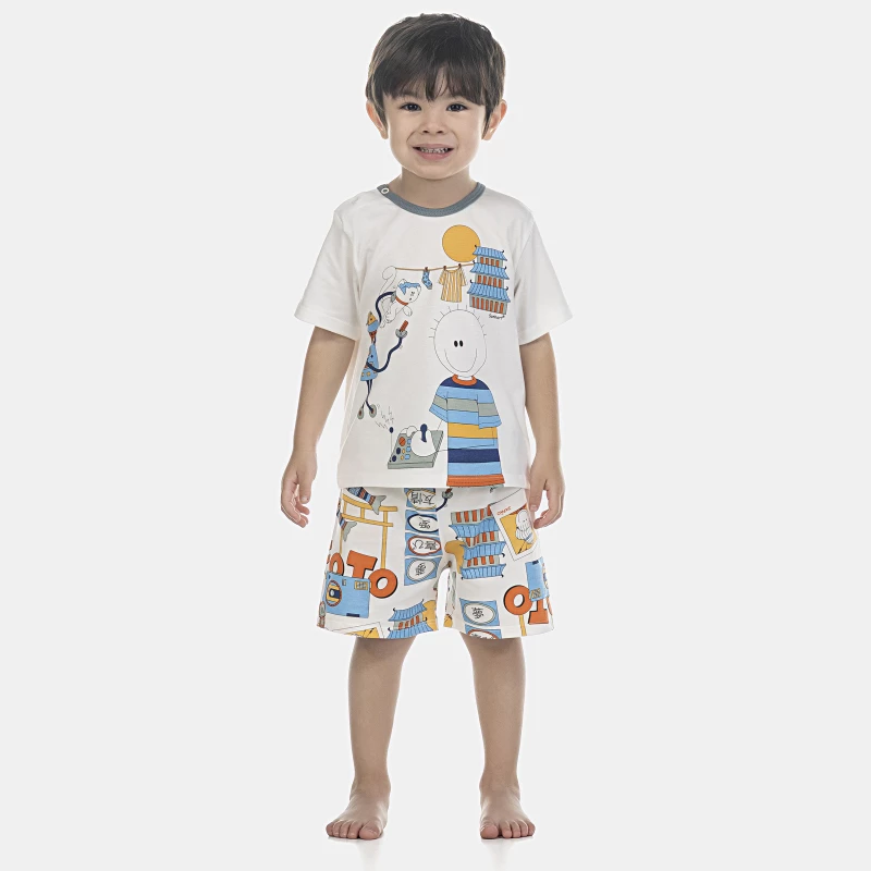 Pijama Masculino Baby Manga Curta e Bermuda