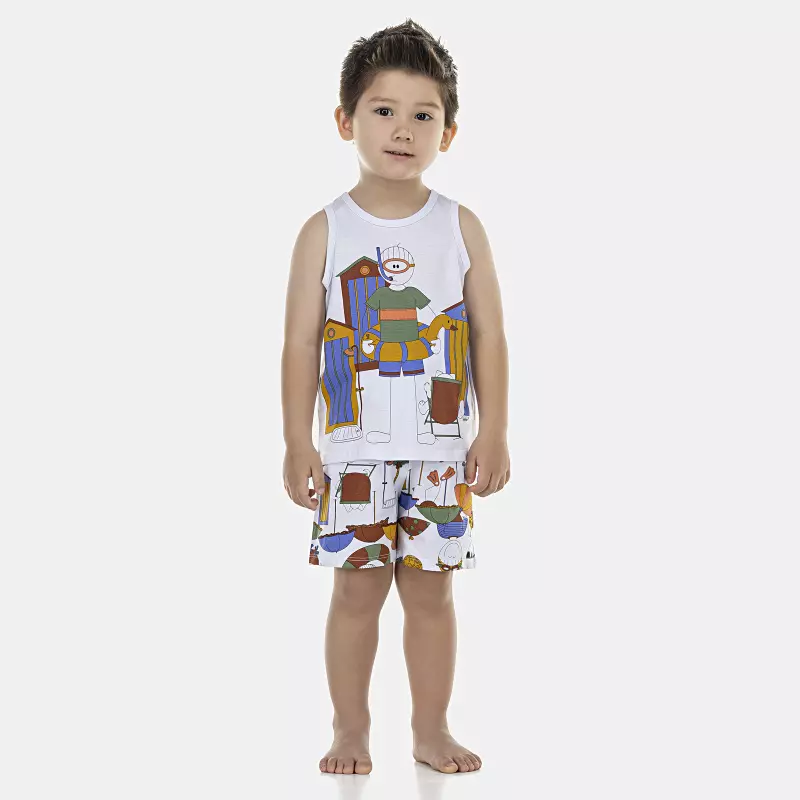 Pijama Masculino Baby Regata e Bermuda