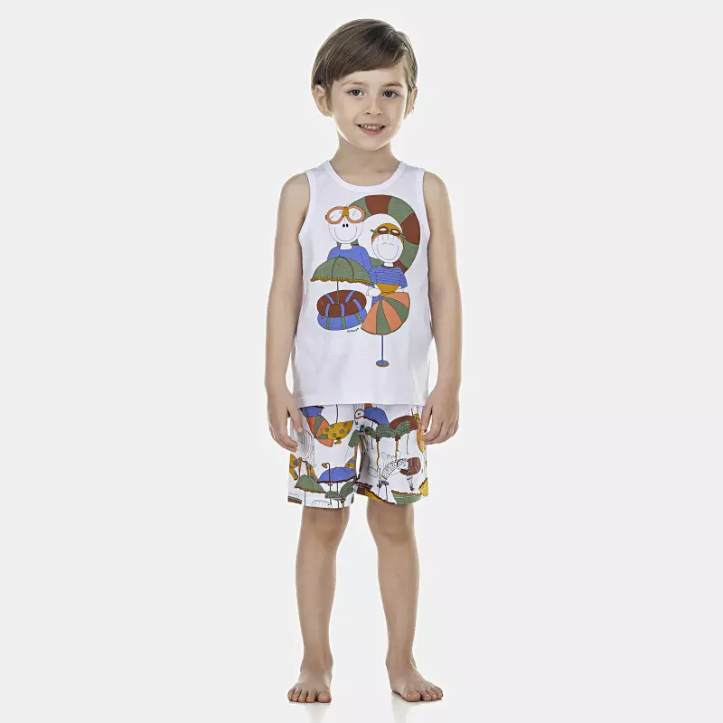 Pijama Masculino Baby Regata e Bermuda