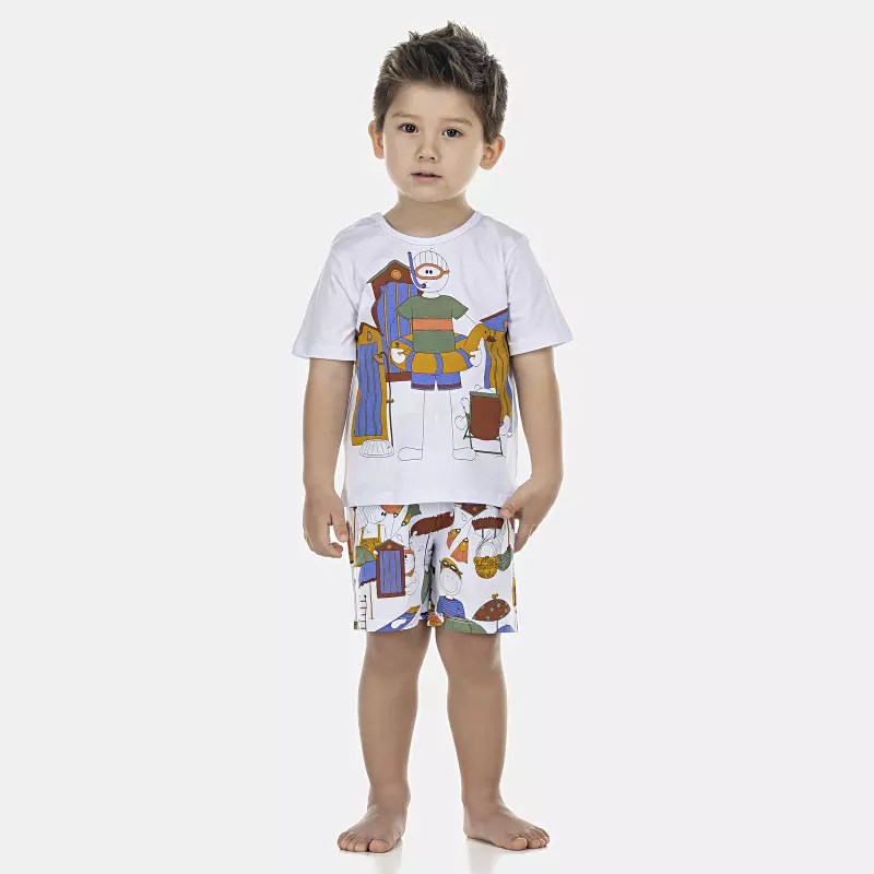 Pijama Masculino Baby Manga Curta e Bermuda