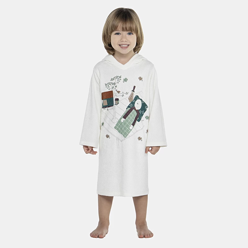 Roupão Masculino Baby Manga Longa Fechado Com Capuz Atoalhado